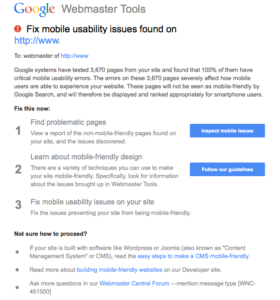 Mobile Usability Warning from Google