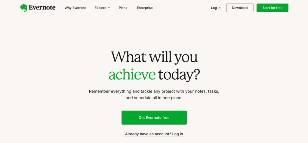 Evernote Website Primary CTA