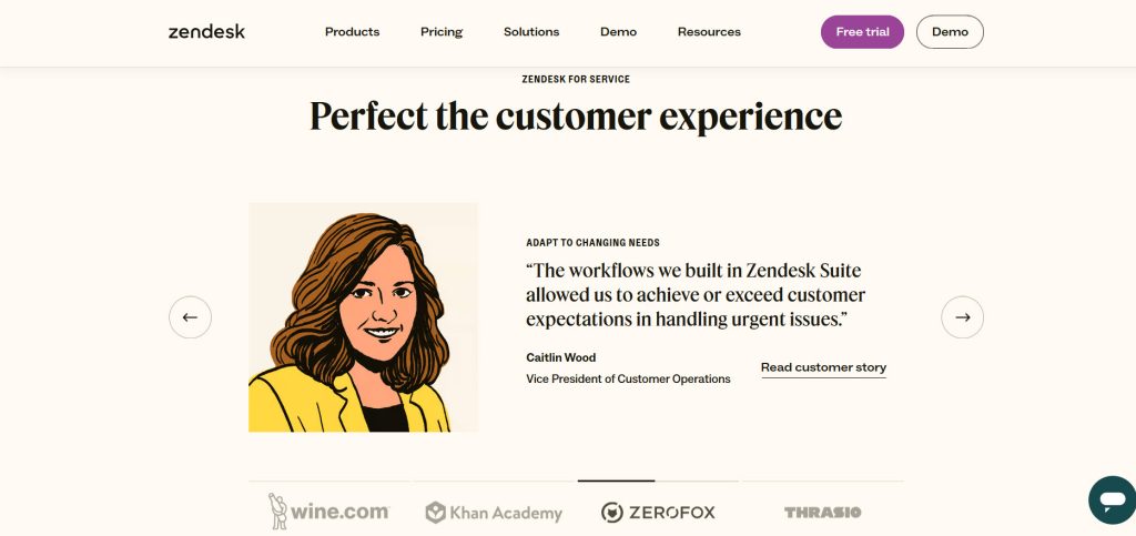 Zendesk Home Page Testimonial Slider